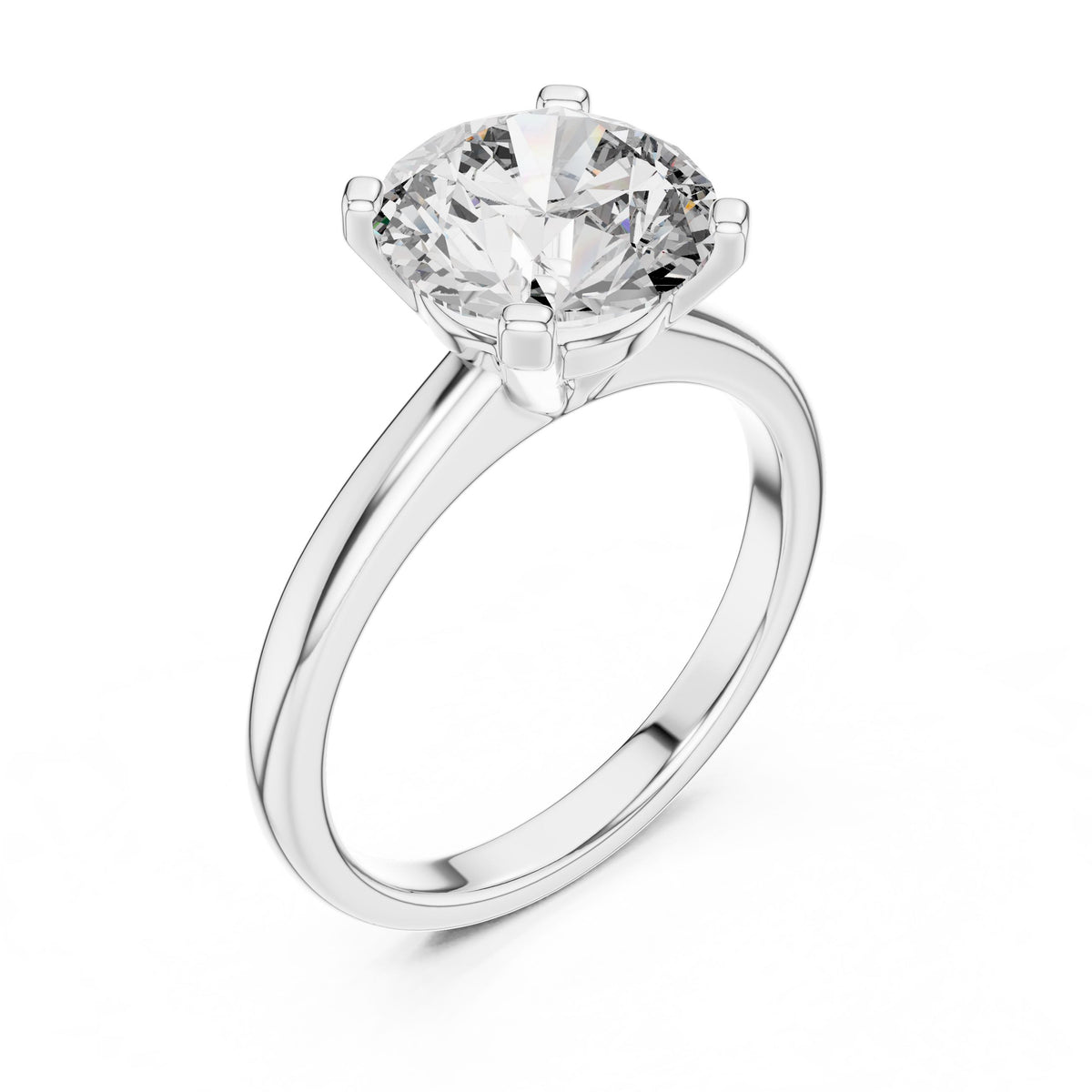 Classic Round Solitaire Diamond Ring with Lab-Grown Diamonds, 14K Gold, White Gold