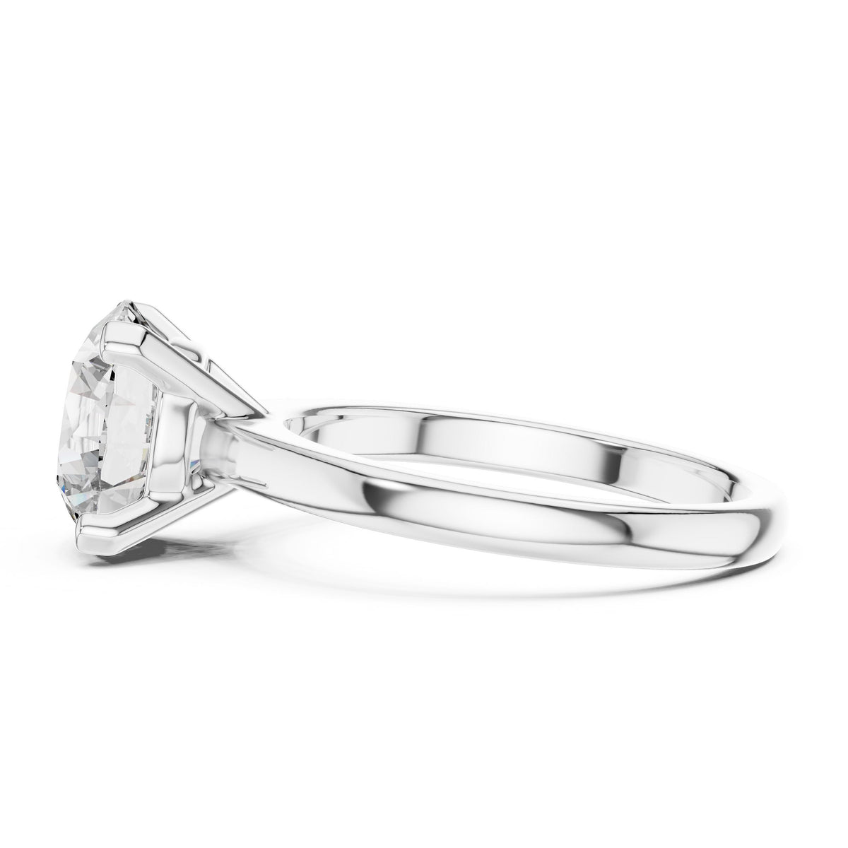 Classic Round Solitaire Diamond Ring with Lab-Grown Diamonds, 10K Gold, White Gold