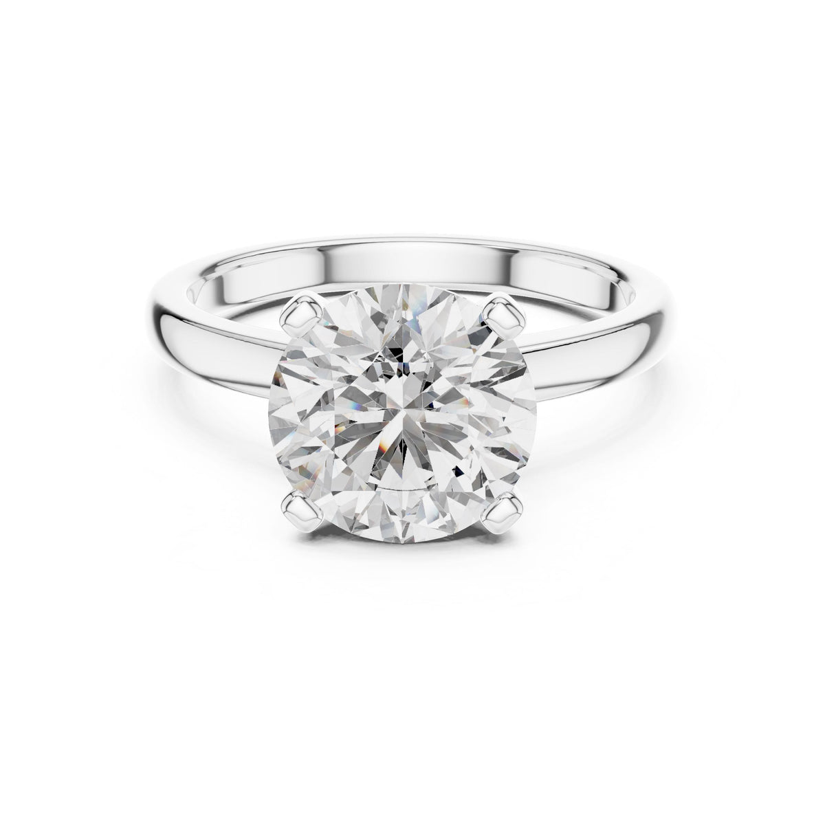 Classic Round Solitaire Diamond Ring with Lab-Grown Diamonds, Vermil – 925 Silver with 18K Gold Plating, White Gold