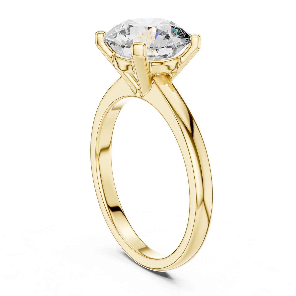 Classic Round Solitaire Diamond Ring with Lab-Grown Diamonds, 18K Gold, Yellow Gold