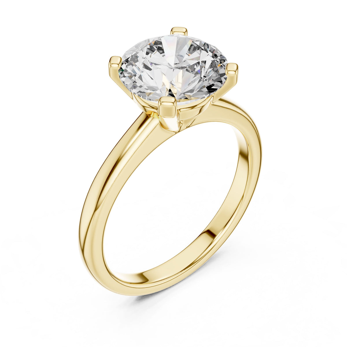 Classic Round Solitaire Diamond Ring with Lab-Grown Diamonds, 14K Gold, Yellow Gold