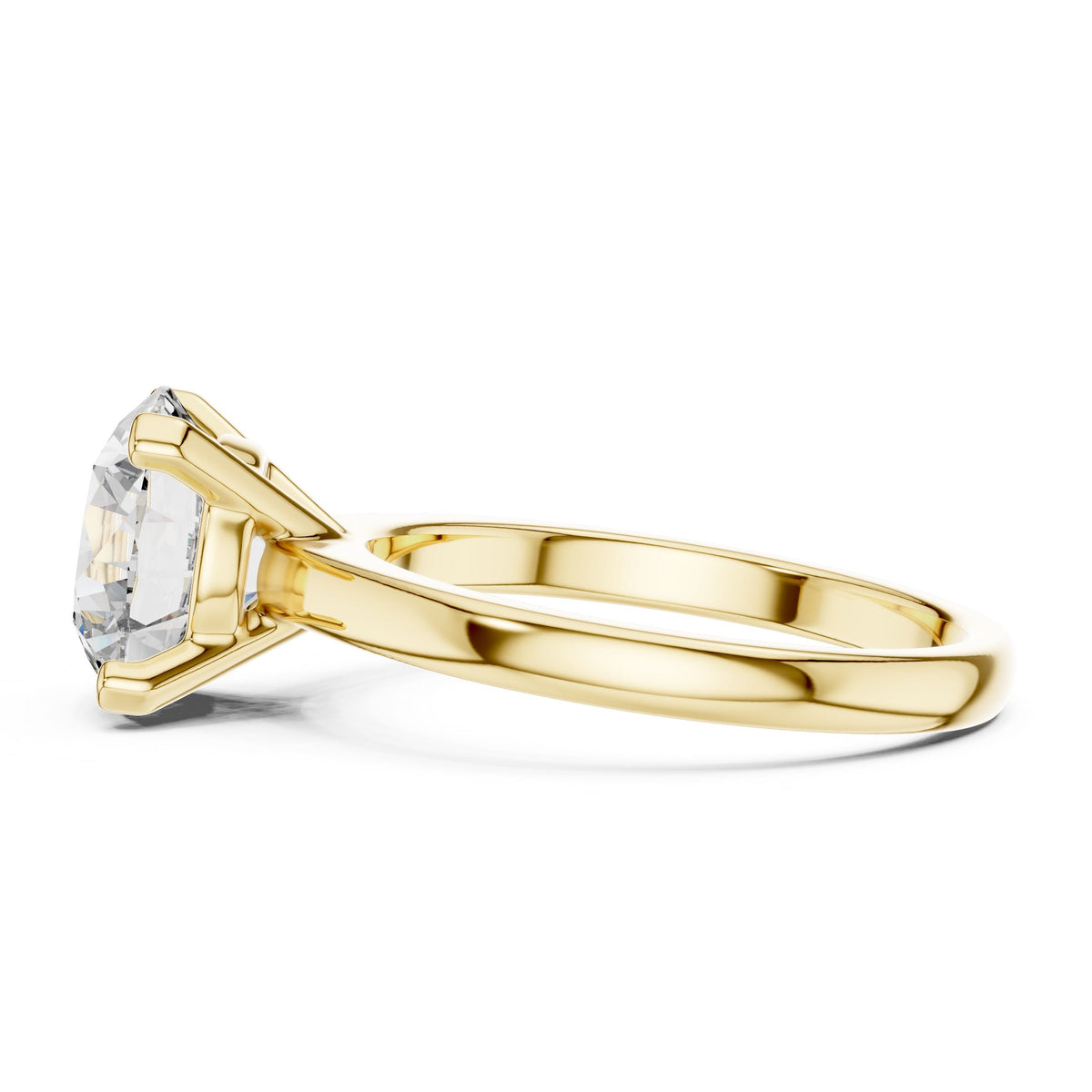 Classic Round Solitaire Diamond Ring with Lab-Grown Diamonds, 10K Gold, Yellow Gold