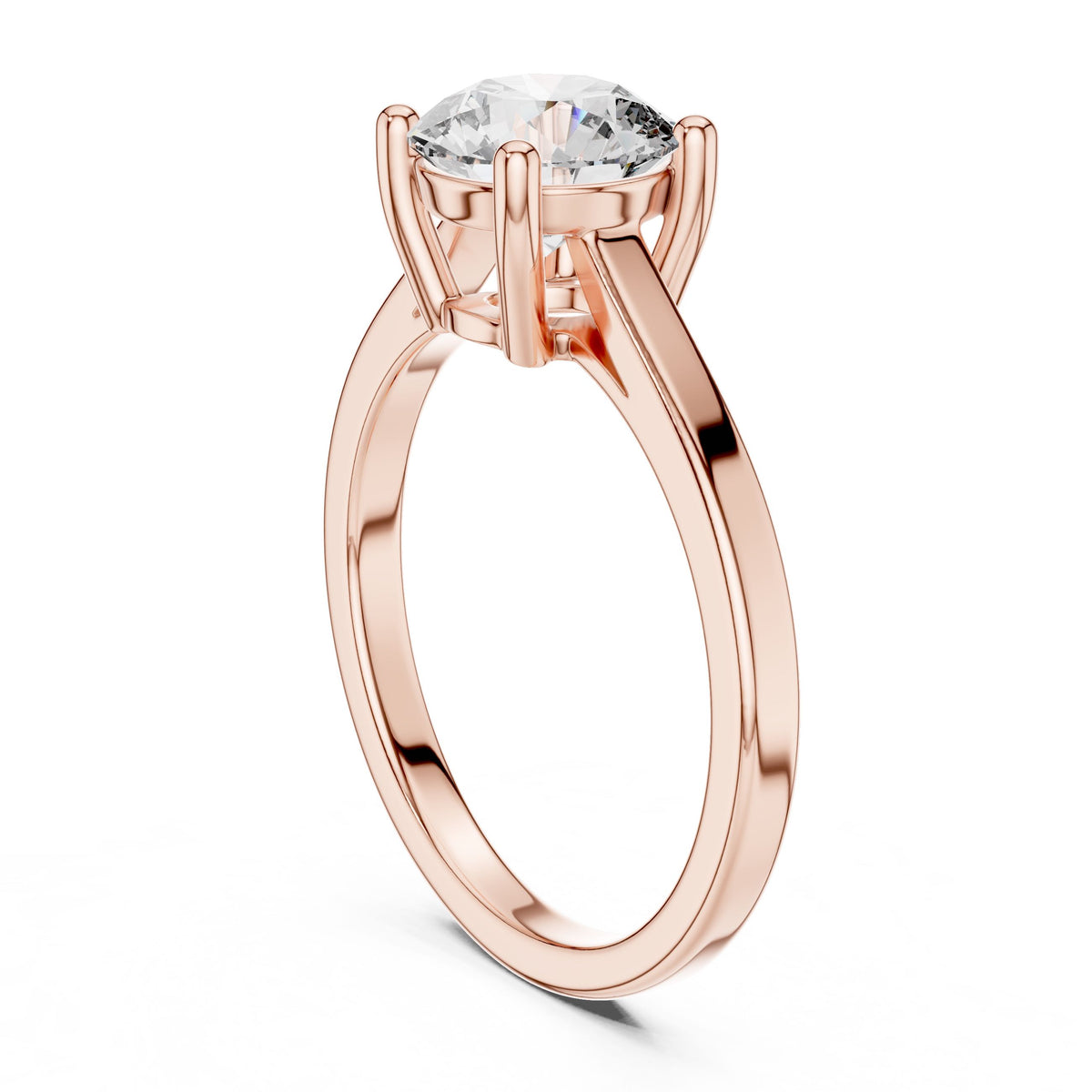 Minimal Round Solitaire Diamond Ring with Lab-Grown Diamonds, 18K Gold, Rose Gold
