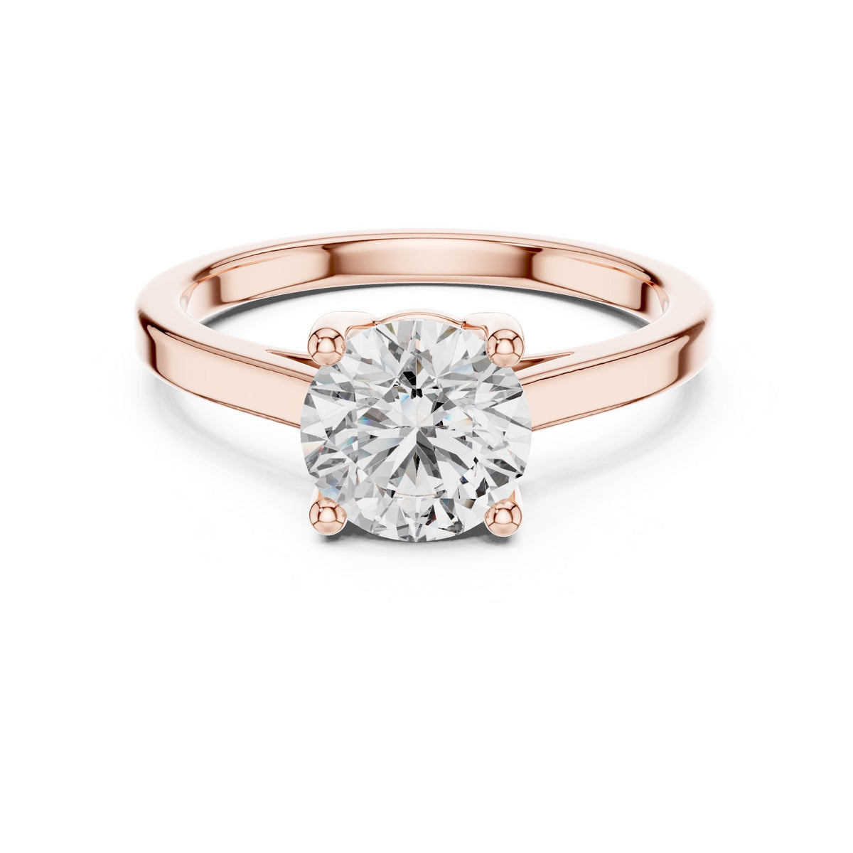 Minimal Round Solitaire Diamond Ring with Lab-Grown Diamonds, Vermil – 925 Silver with 18K Gold Plating, Rose Gold