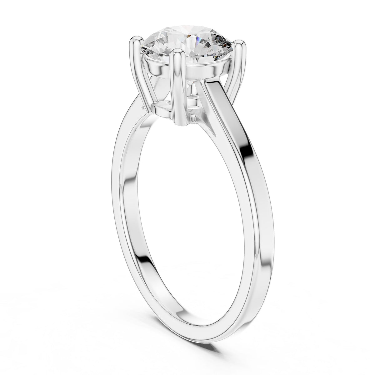 Minimal Round Solitaire Diamond Ring with Lab-Grown Diamonds, 18K Gold, White Gold