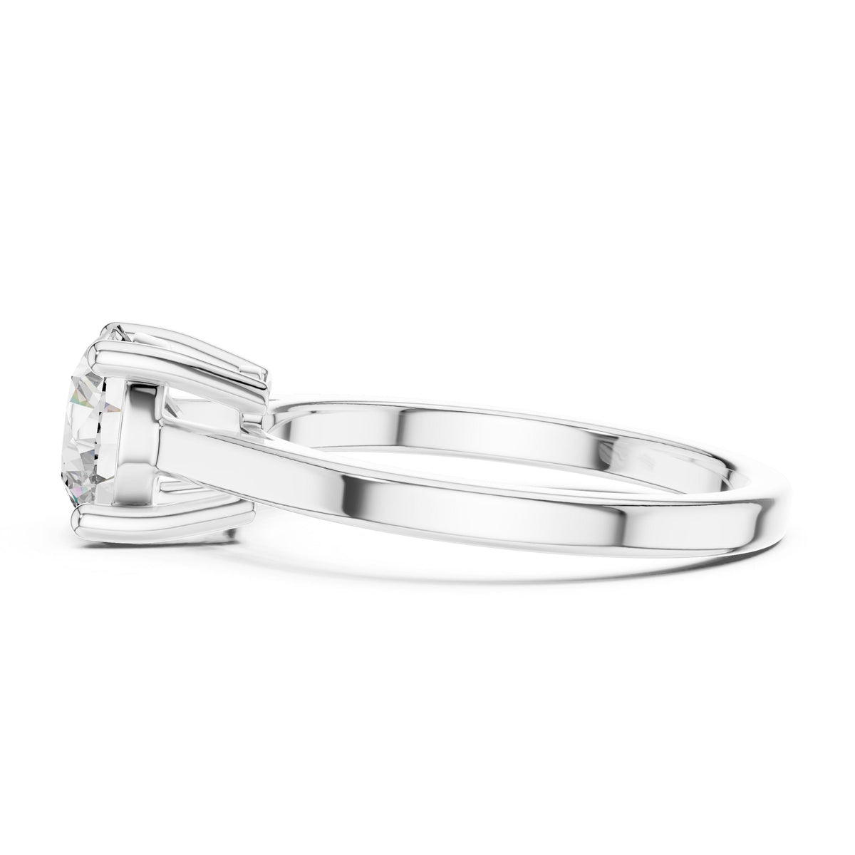 Minimal Round Solitaire Diamond Ring with Lab-Grown Diamonds, 10K Gold, White Gold