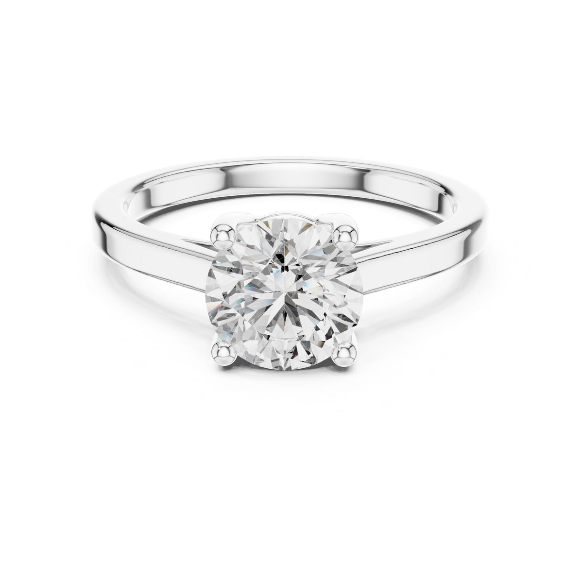 Minimal Round Solitaire Diamond Ring with Lab-Grown Diamonds, Vermil – 925 Silver with 18K Gold Plating, White Gold