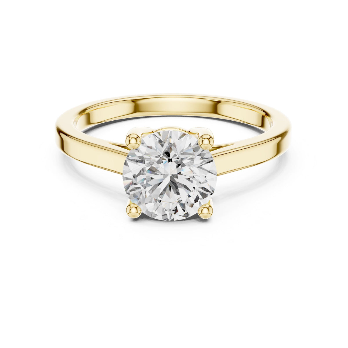 Minimal Round Solitaire Diamond Ring with Lab-Grown Diamonds, Vermil – 925 Silver with 18K Gold Plating, Yellow Gold