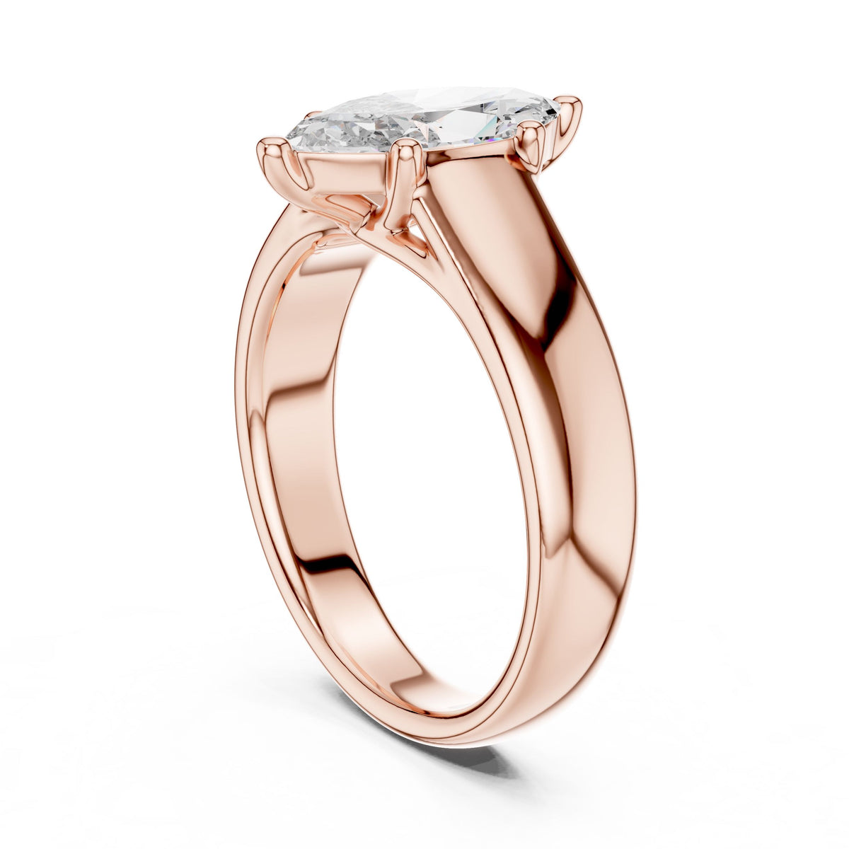 East-West Marquise Solitaire Diamond Ring with Lab-Grown Diamonds, 18K Gold, Rose Gold