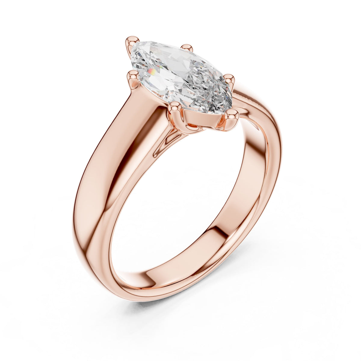 East-West Marquise Solitaire Diamond Ring with Lab-Grown Diamonds, 14K Gold, Rose Gold