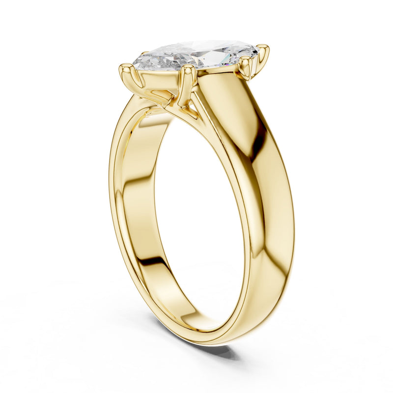 East-West Marquise Solitaire Diamond Ring with Lab-Grown Diamonds