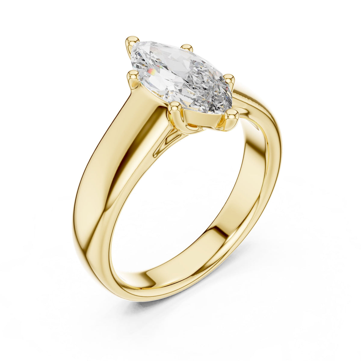 East-West Marquise Solitaire Diamond Ring with Lab-Grown Diamonds, 14K Gold, Yellow Gold