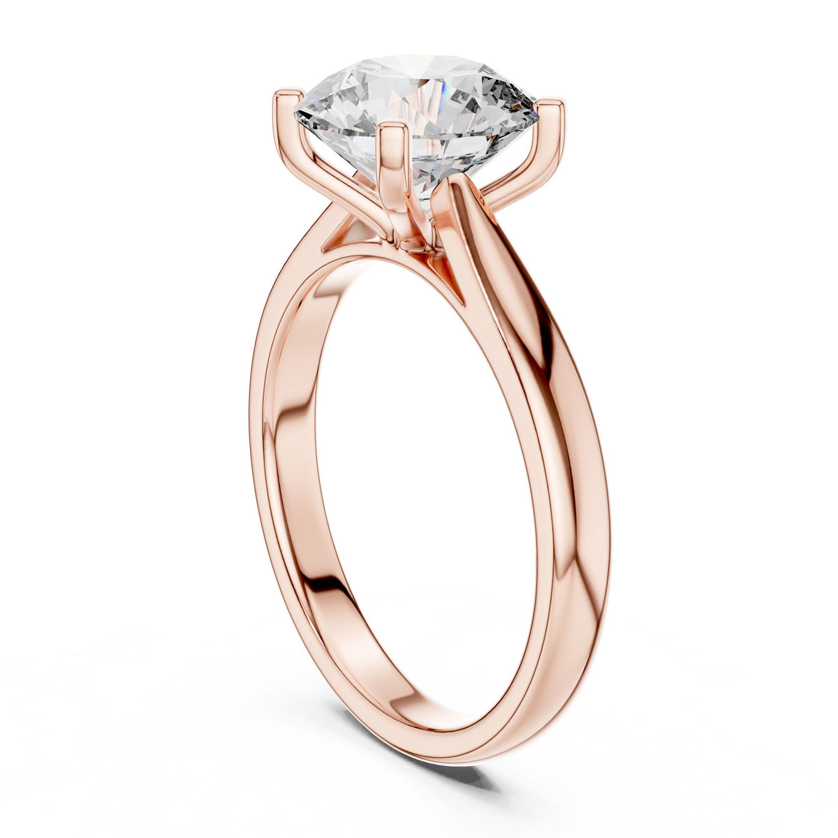 Sculpted Round Solitaire Diamond Ring with Lab-Grown Diamonds, 18K Gold, Rose Gold