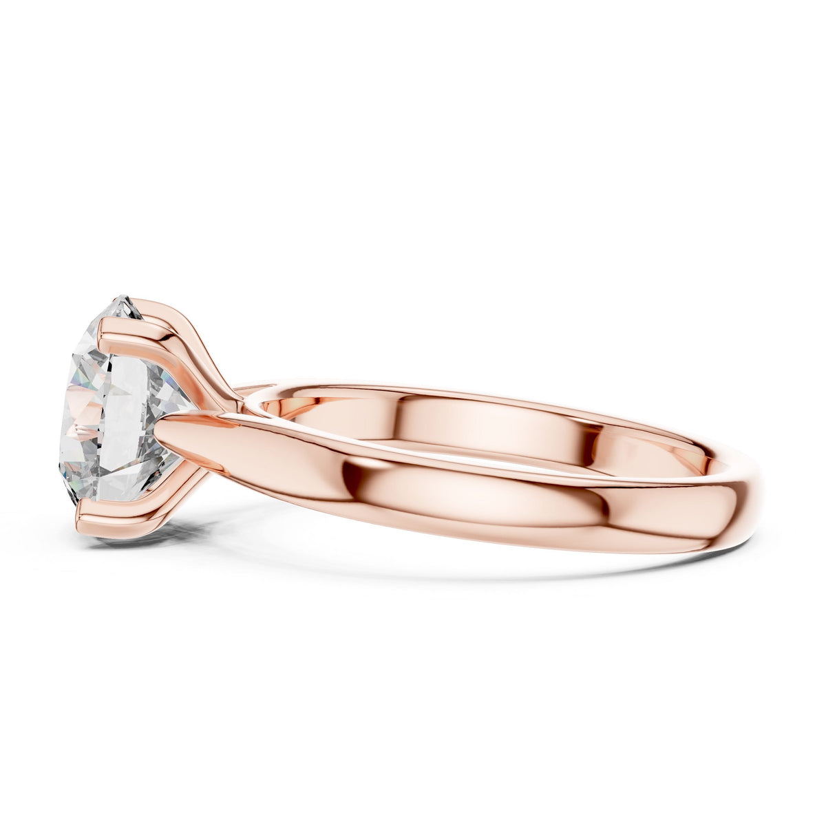Sculpted Round Solitaire Diamond Ring with Lab-Grown Diamonds, 10K Gold, Rose Gold