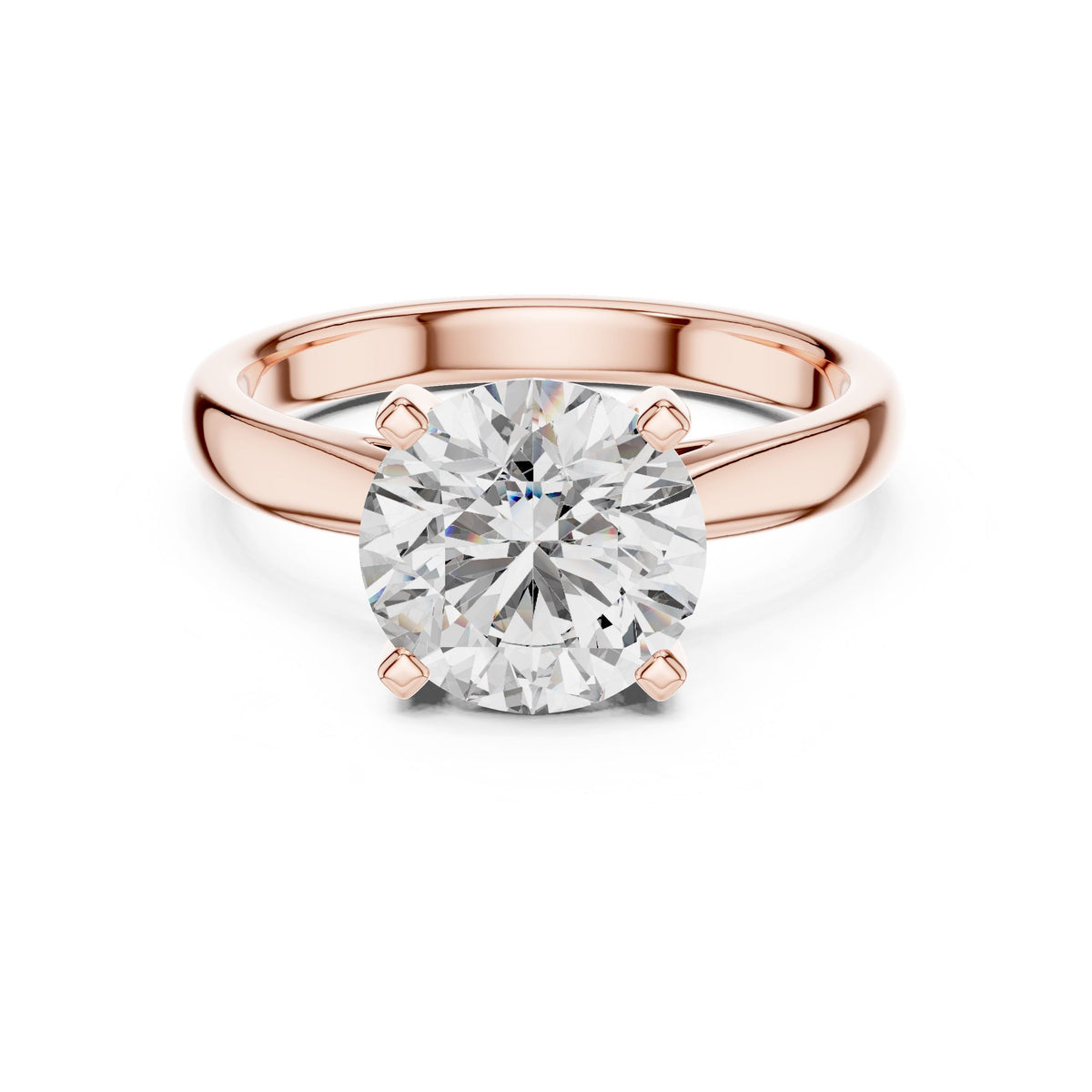 Sculpted Round Solitaire Diamond Ring with Lab-Grown Diamonds, Vermil – 925 Silver with 18K Gold Plating, Rose Gold