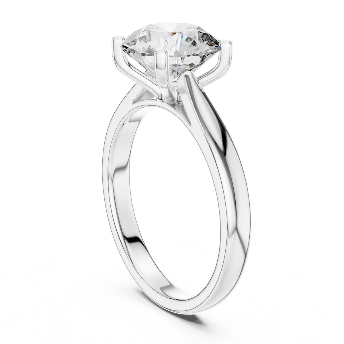 Sculpted Round Solitaire Diamond Ring with Lab-Grown Diamonds, 18K Gold, White Gold