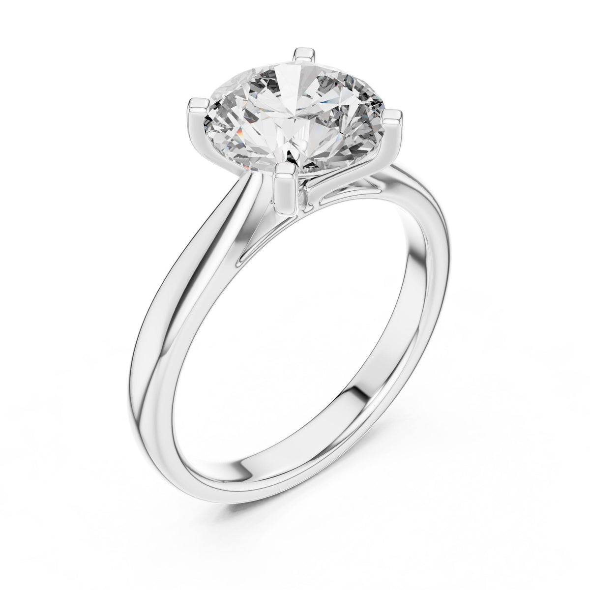 Sculpted Round Solitaire Diamond Ring with Lab-Grown Diamonds, 14K Gold, White Gold