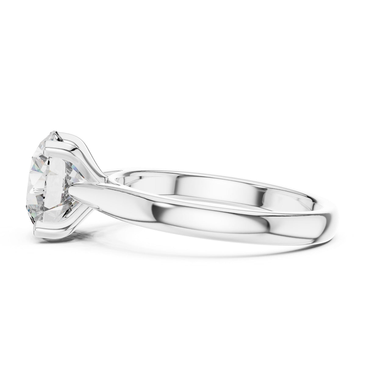 Sculpted Round Solitaire Diamond Ring with Lab-Grown Diamonds, 10K Gold, White Gold