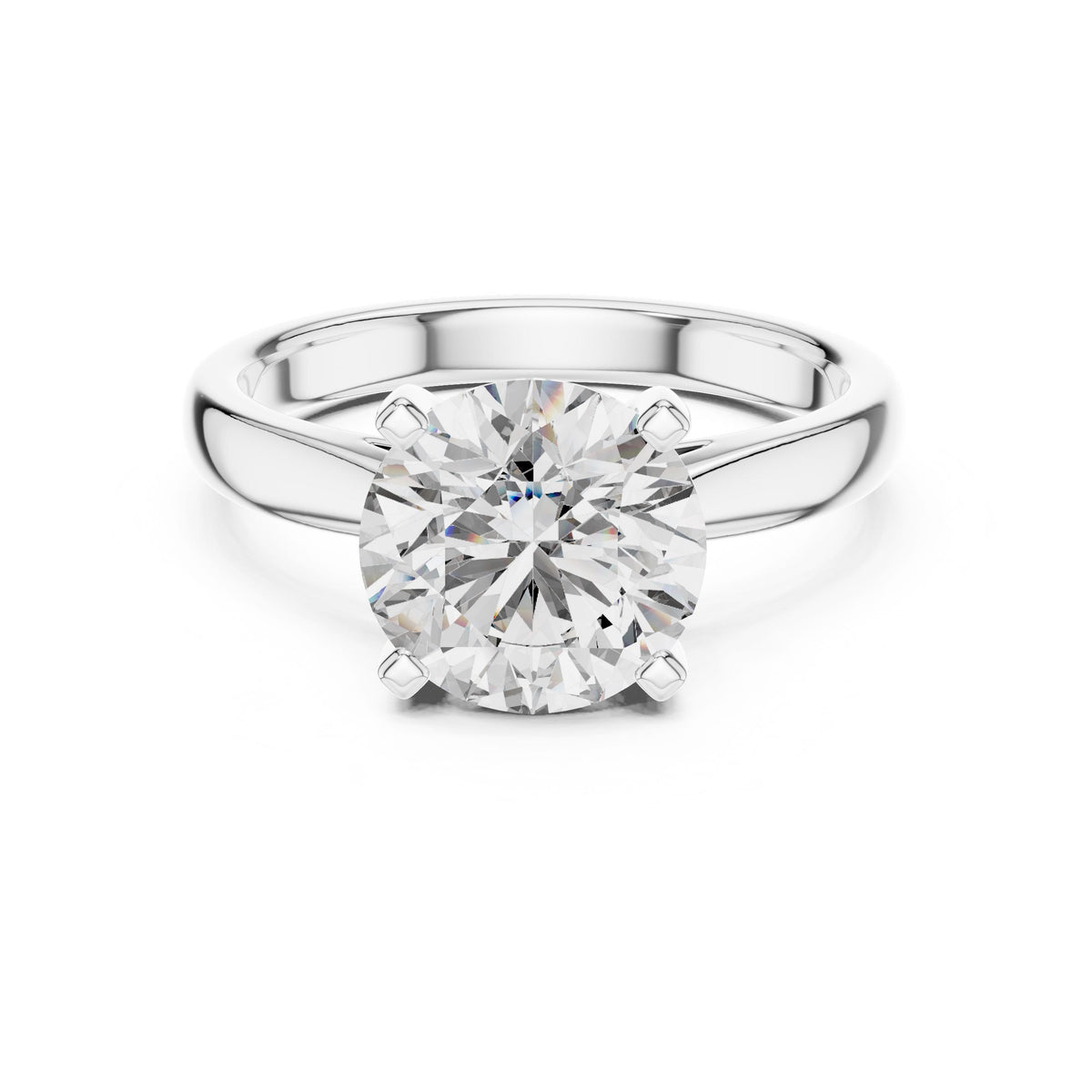 Sculpted Round Solitaire Diamond Ring with Lab-Grown Diamonds, Vermil – 925 Silver with 18K Gold Plating, White Gold