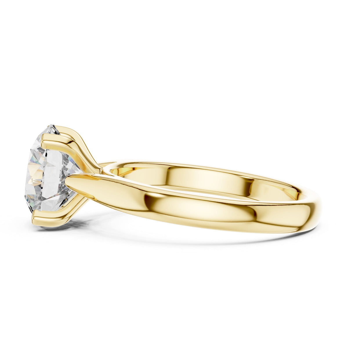 Sculpted Round Solitaire Diamond Ring with Lab-Grown Diamonds, 10K Gold, Yellow Gold