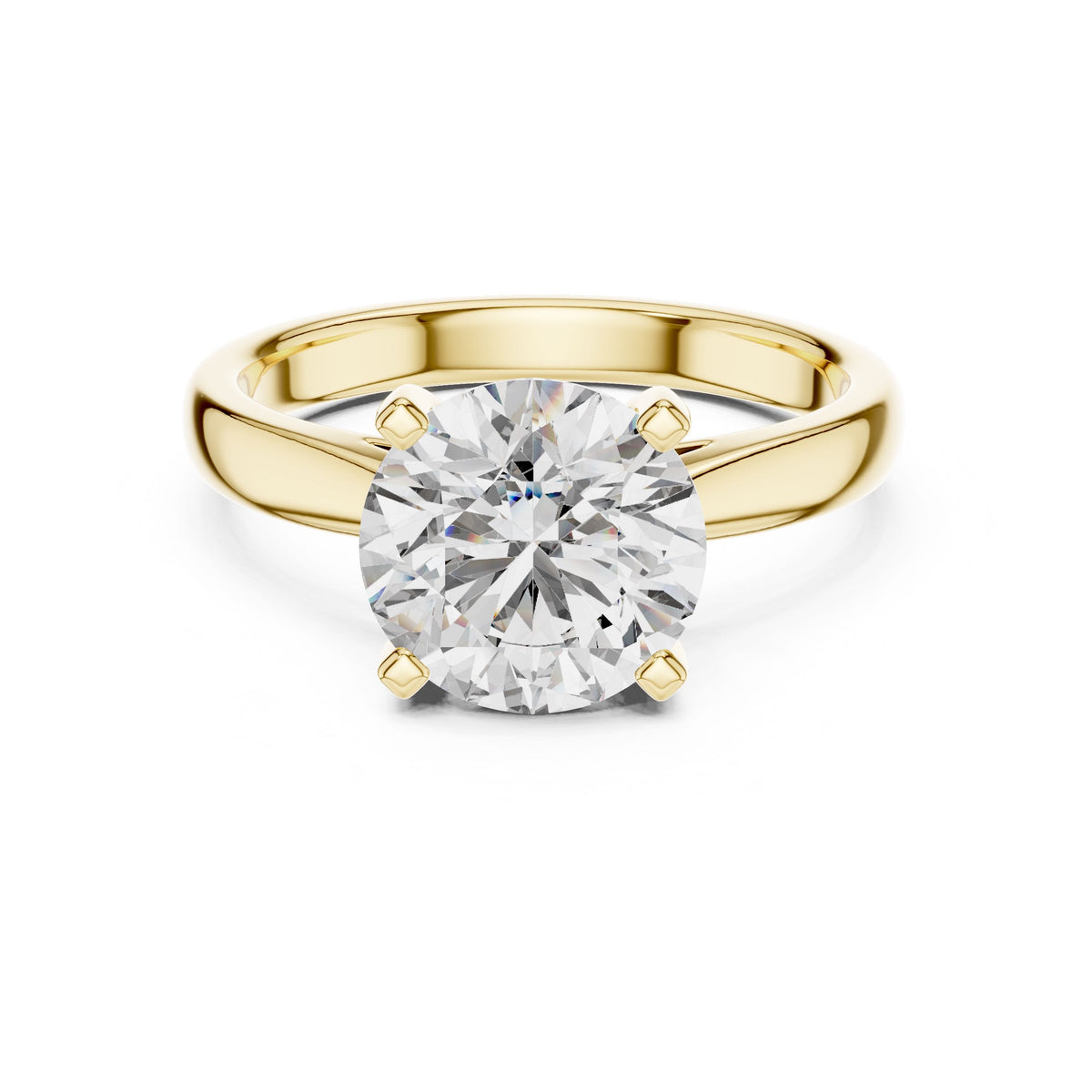 Sculpted Round Solitaire Diamond Ring with Lab-Grown Diamonds, Vermil – 925 Silver with 18K Gold Plating, Yellow Gold