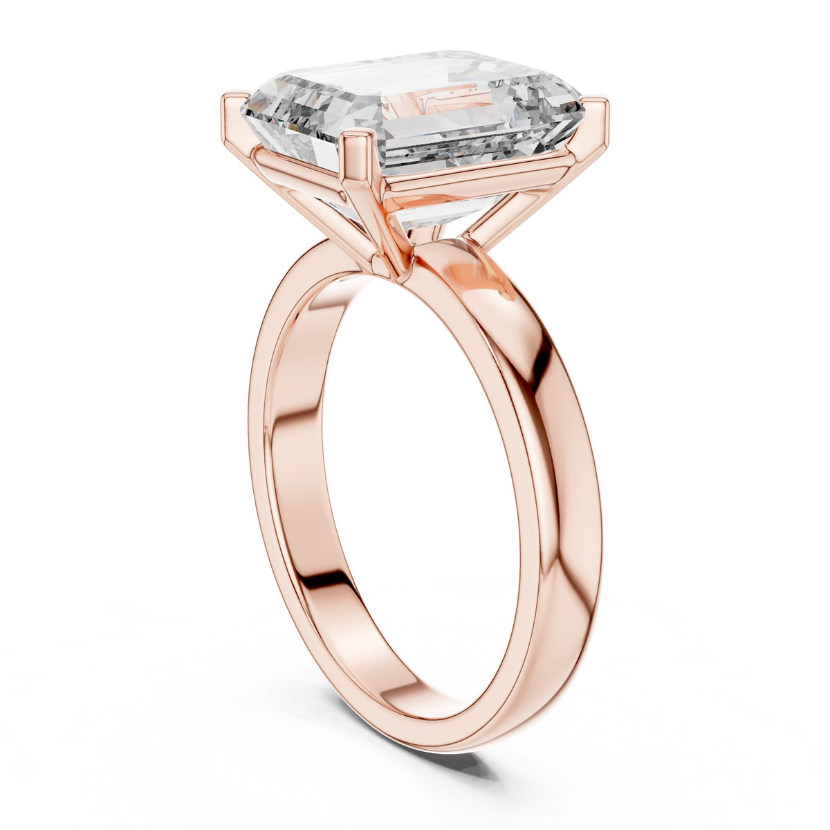 Emerald-Cut Solitaire Diamond Ring with Lab-Grown Diamonds, 18K Gold, Rose Gold