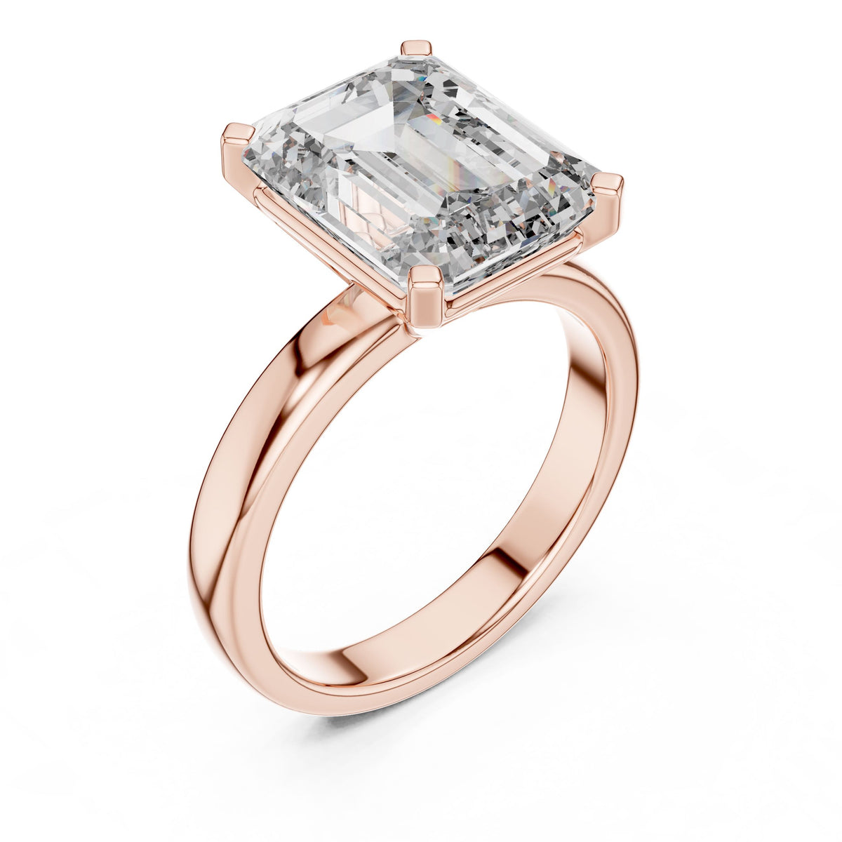 Emerald-Cut Solitaire Diamond Ring with Lab-Grown Diamonds, 14K Gold, Rose Gold