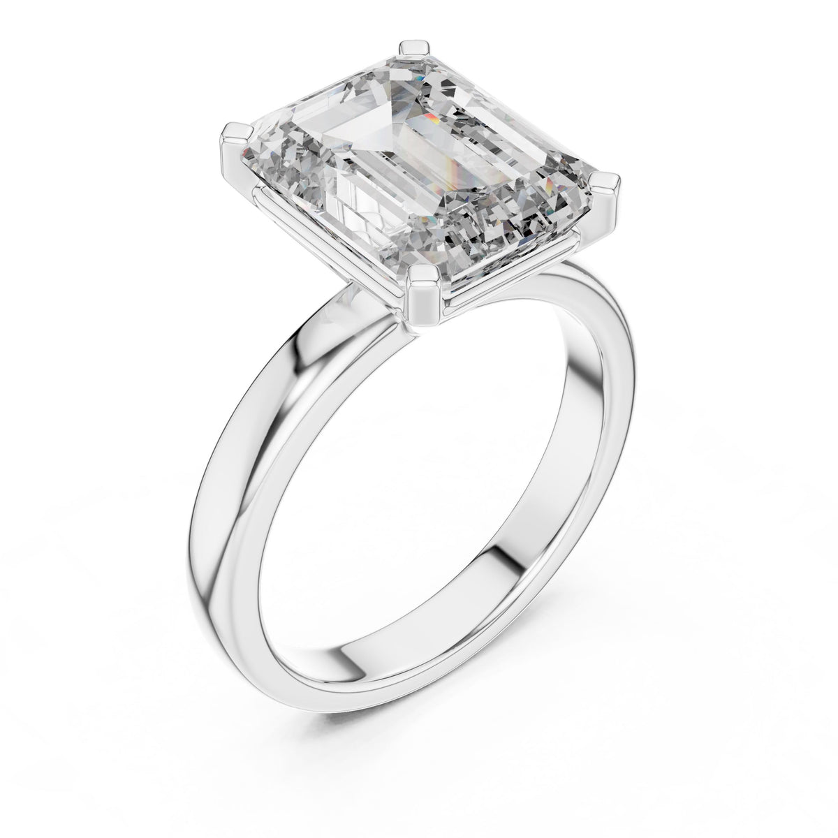 Emerald-Cut Solitaire Diamond Ring with Lab-Grown Diamonds, 14K Gold, White Gold