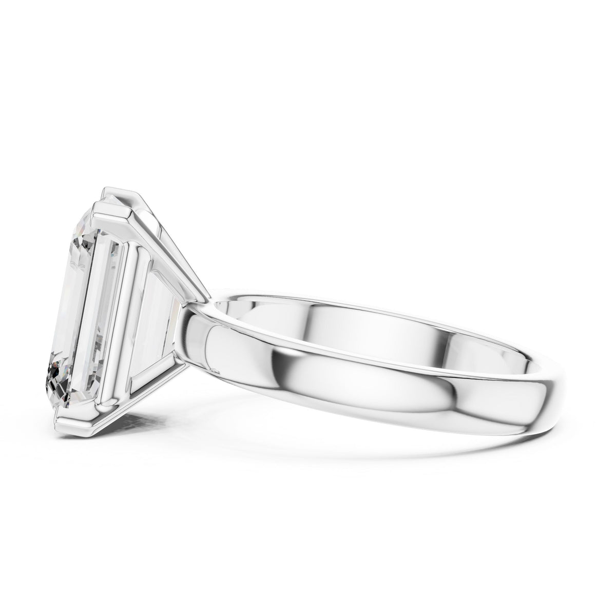 Emerald-Cut Solitaire Diamond Ring with Lab-Grown Diamonds, 10K Gold, White Gold