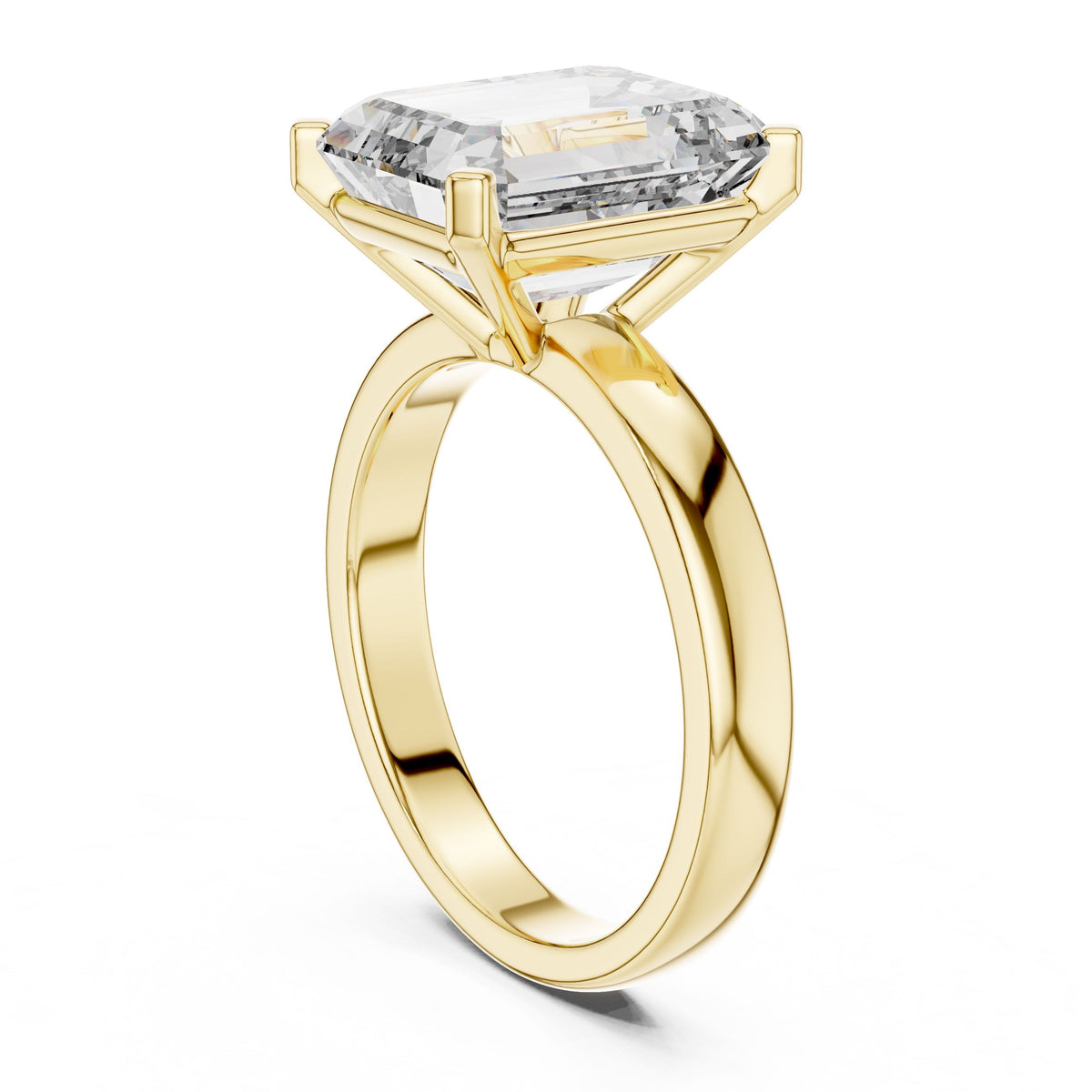 Emerald-Cut Solitaire Diamond Ring with Lab-Grown Diamonds, 18K Gold, Yellow Gold