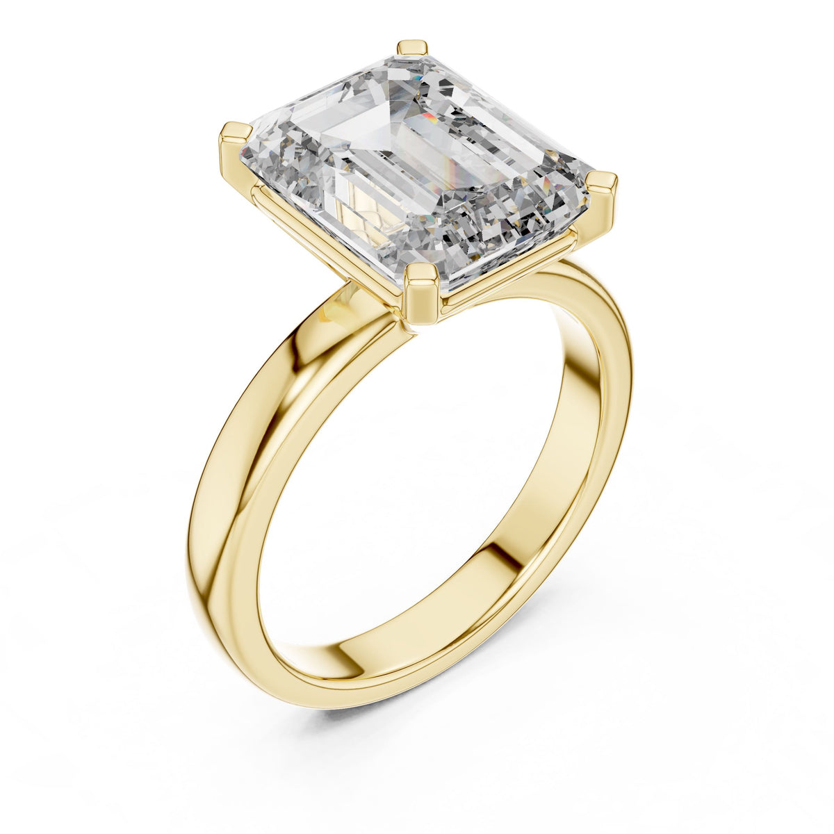 Emerald-Cut Solitaire Diamond Ring with Lab-Grown Diamonds, 14K Gold, Yellow Gold