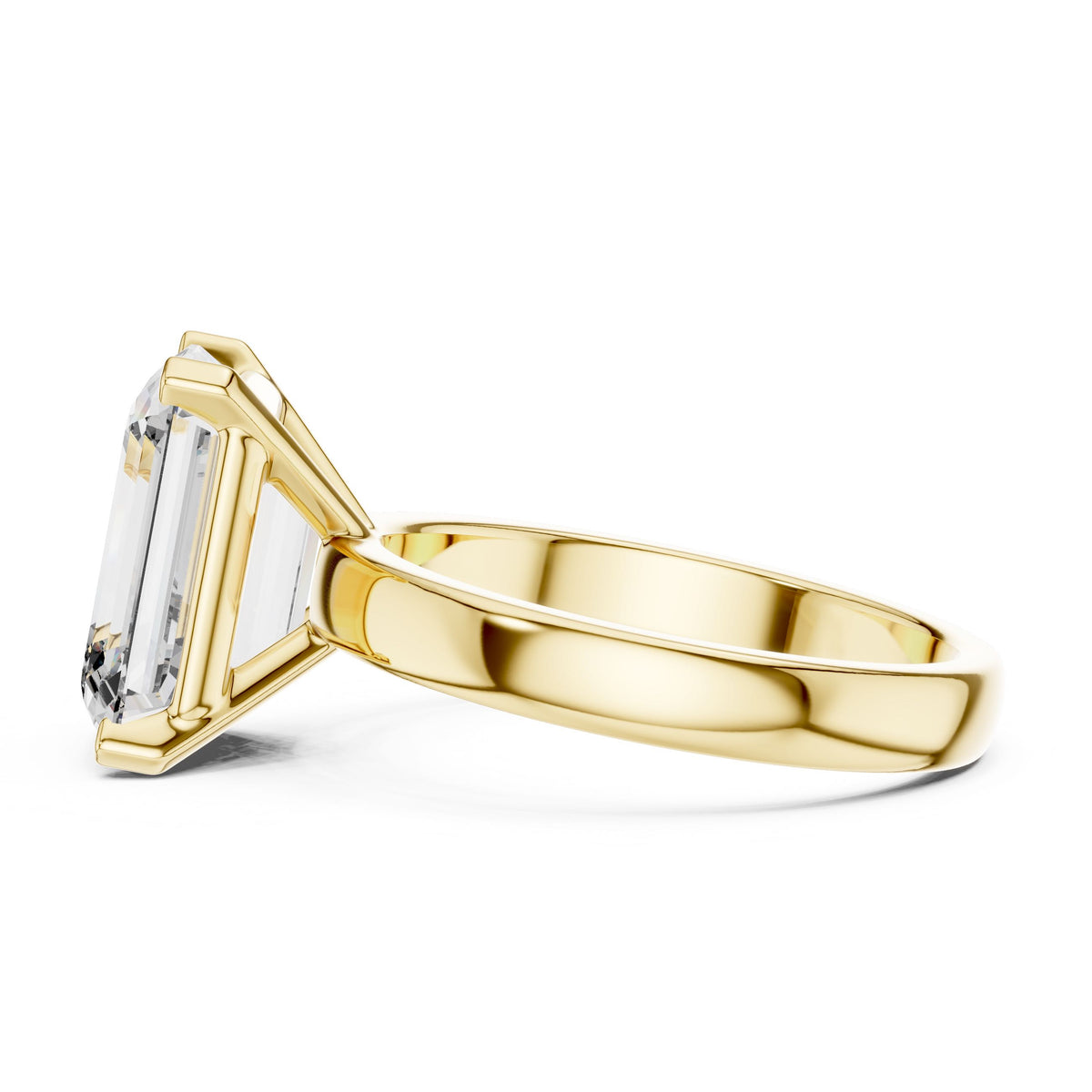 Emerald-Cut Solitaire Diamond Ring with Lab-Grown Diamonds, 10K Gold, Yellow Gold