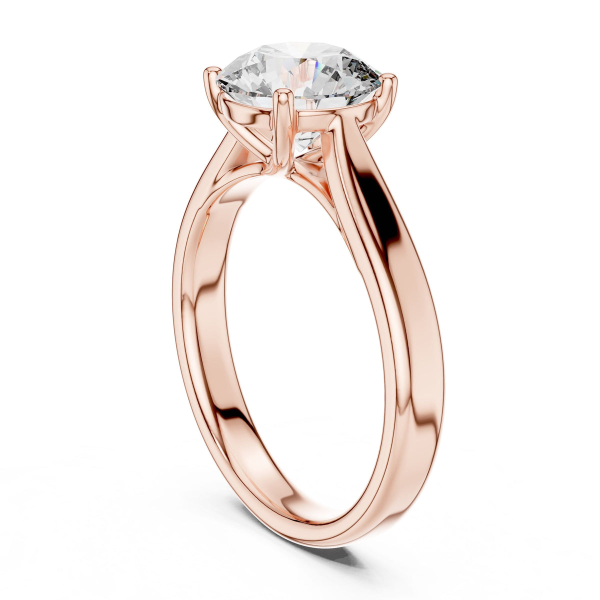 Split-Shank Round Solitaire Diamond Ring with Lab-Grown Diamonds, 18K Gold, Rose Gold