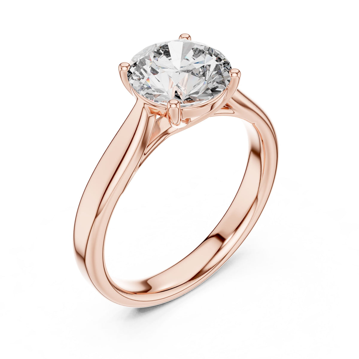 Split-Shank Round Solitaire Diamond Ring with Lab-Grown Diamonds, 14K Gold, Rose Gold