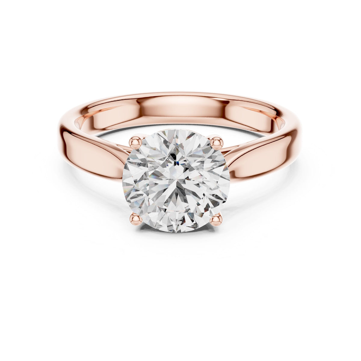 Split-Shank Round Solitaire Diamond Ring with Lab-Grown Diamonds, Vermil – 925 Silver with 18K Gold Plating, Rose Gold