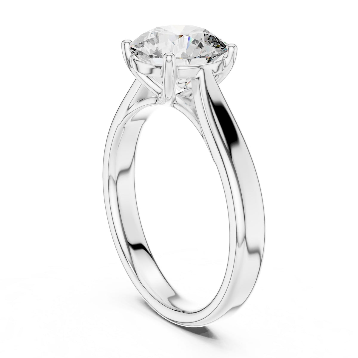 Split-Shank Round Solitaire Diamond Ring with Lab-Grown Diamonds, 18K Gold, White Gold