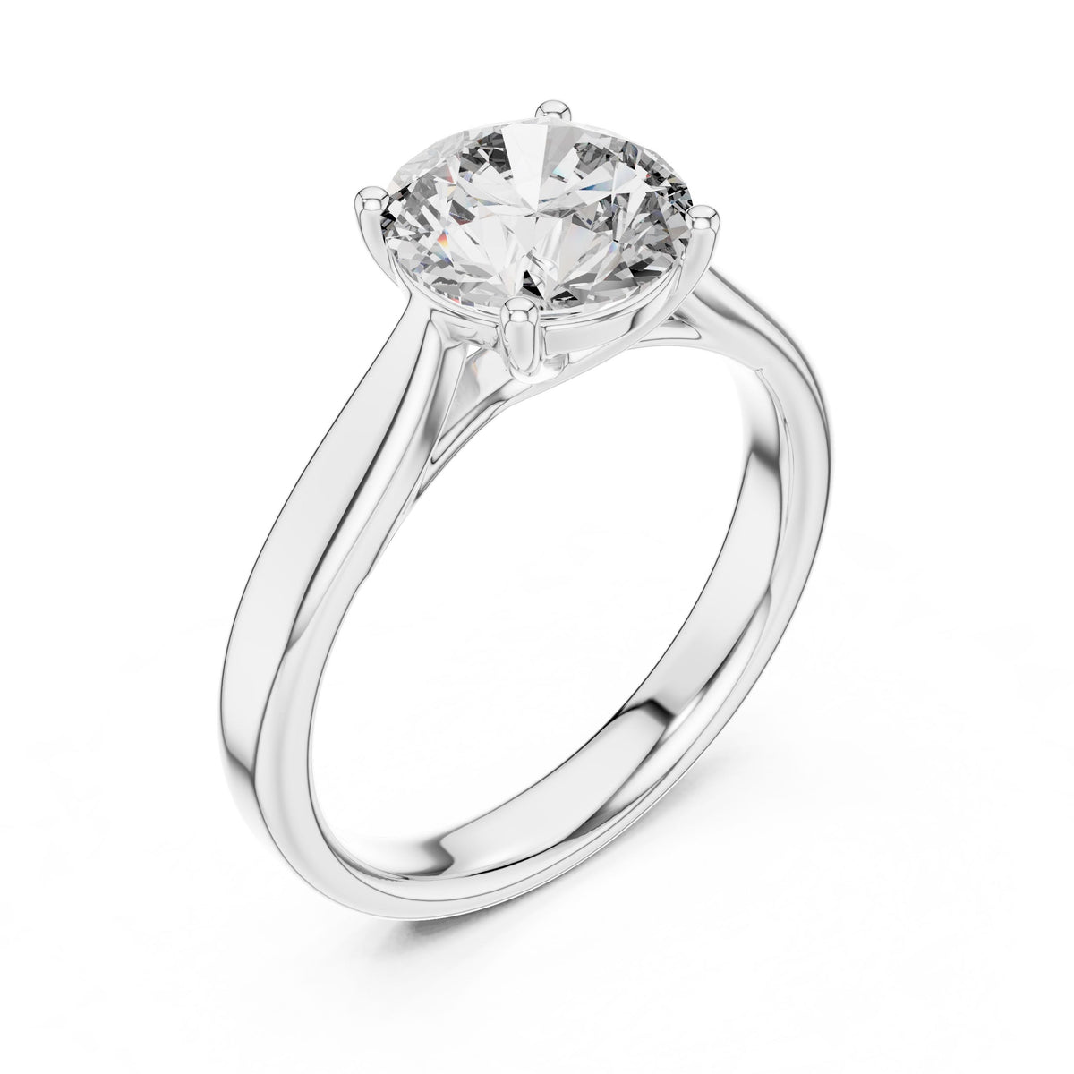 Split-Shank Round Solitaire Diamond Ring with Lab-Grown Diamonds, 14K Gold, White Gold