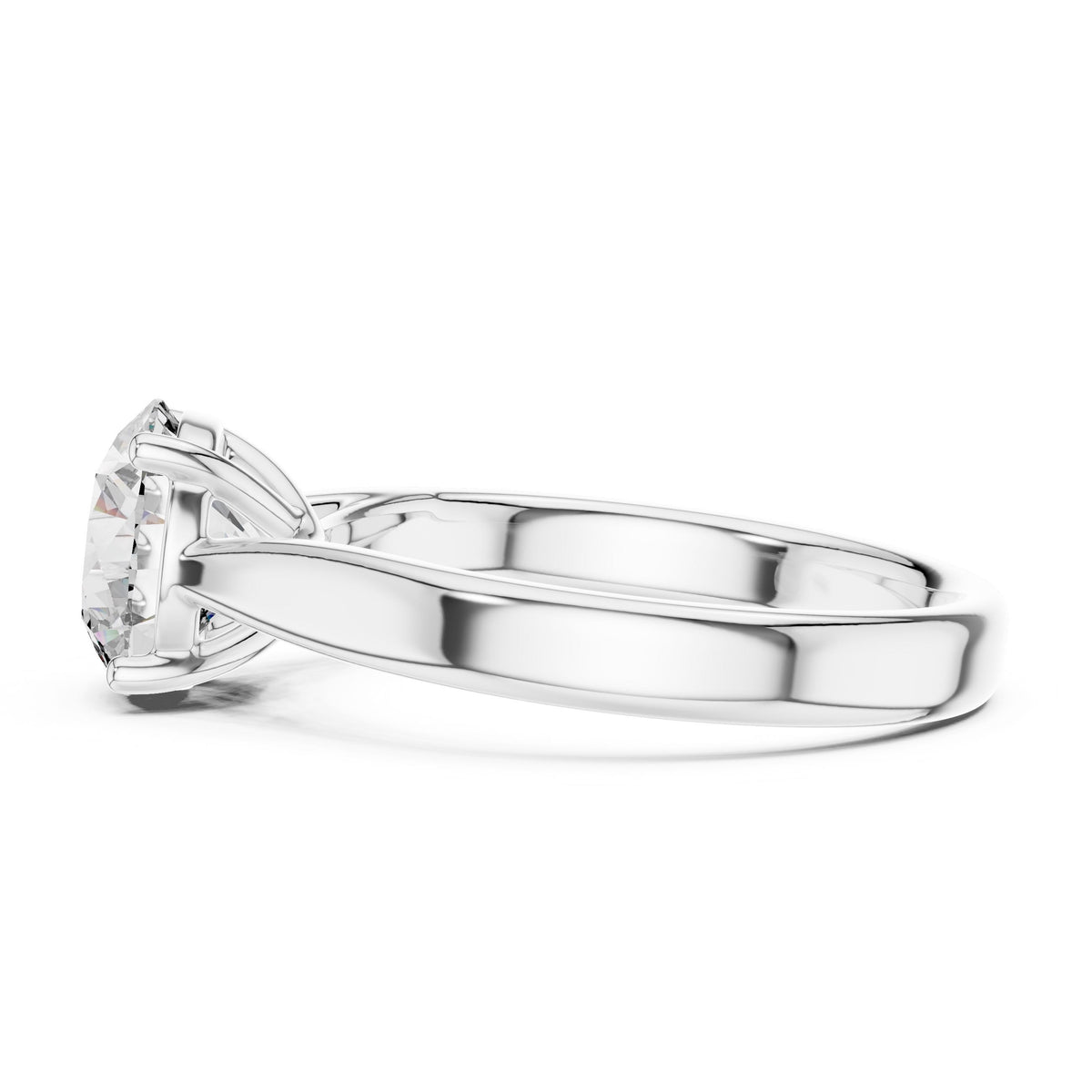Split-Shank Round Solitaire Diamond Ring with Lab-Grown Diamonds, 10K Gold, White Gold