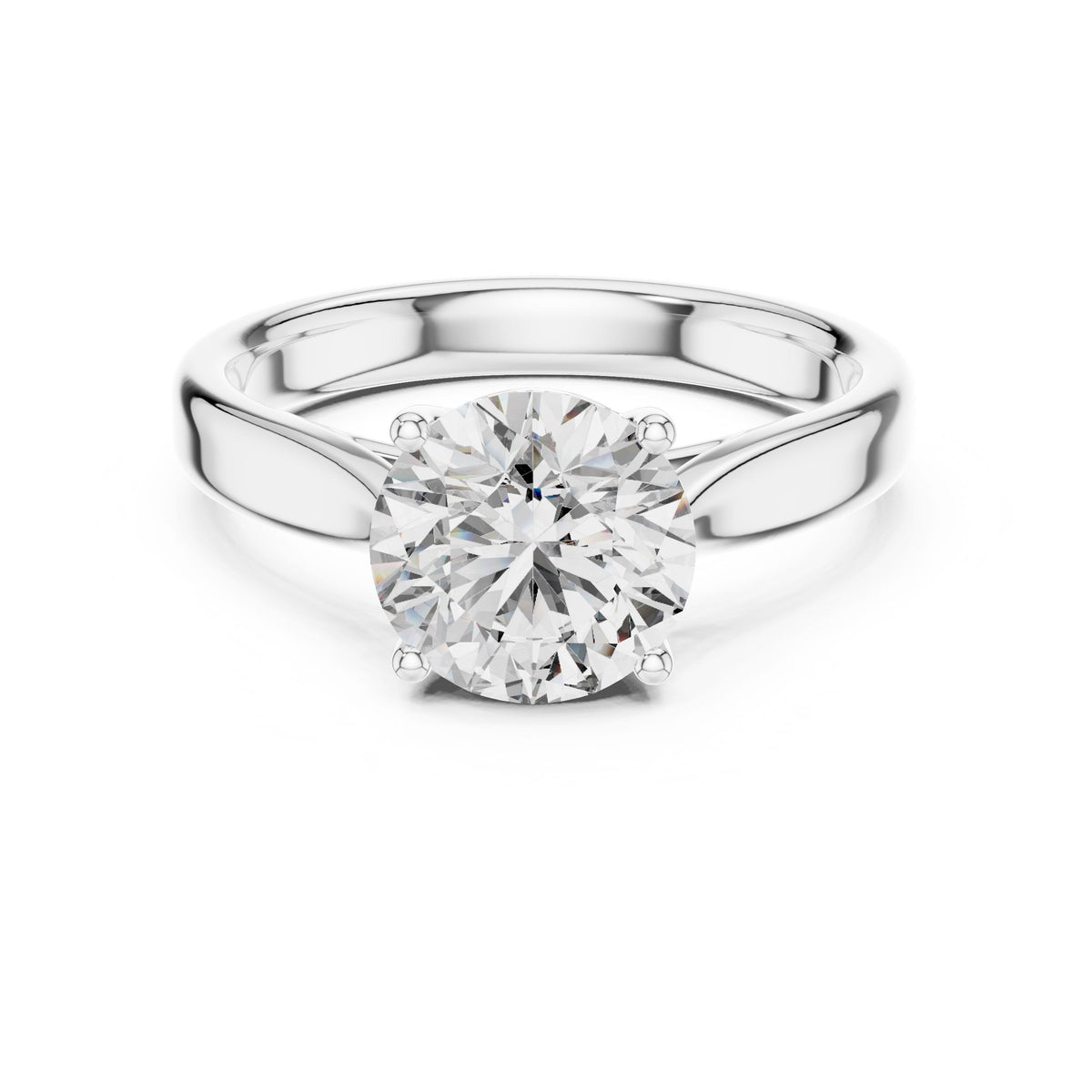 Split-Shank Round Solitaire Diamond Ring with Lab-Grown Diamonds, Vermil – 925 Silver with 18K Gold Plating, White Gold