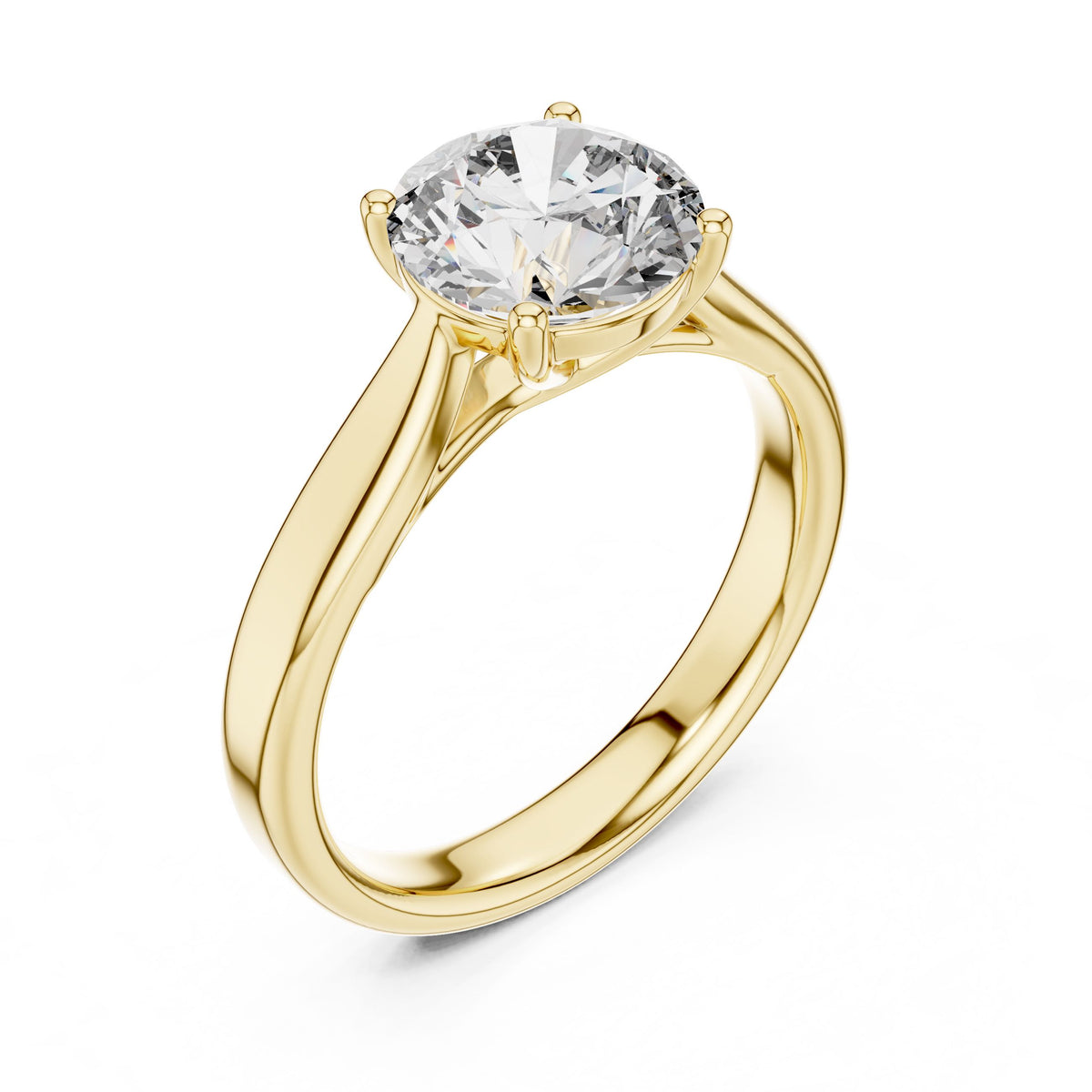 Split-Shank Round Solitaire Diamond Ring with Lab-Grown Diamonds, 14K Gold, Yellow Gold