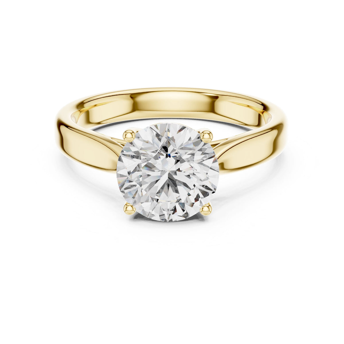 Split-Shank Round Solitaire Diamond Ring with Lab-Grown Diamonds, Vermil – 925 Silver with 18K Gold Plating, Yellow Gold
