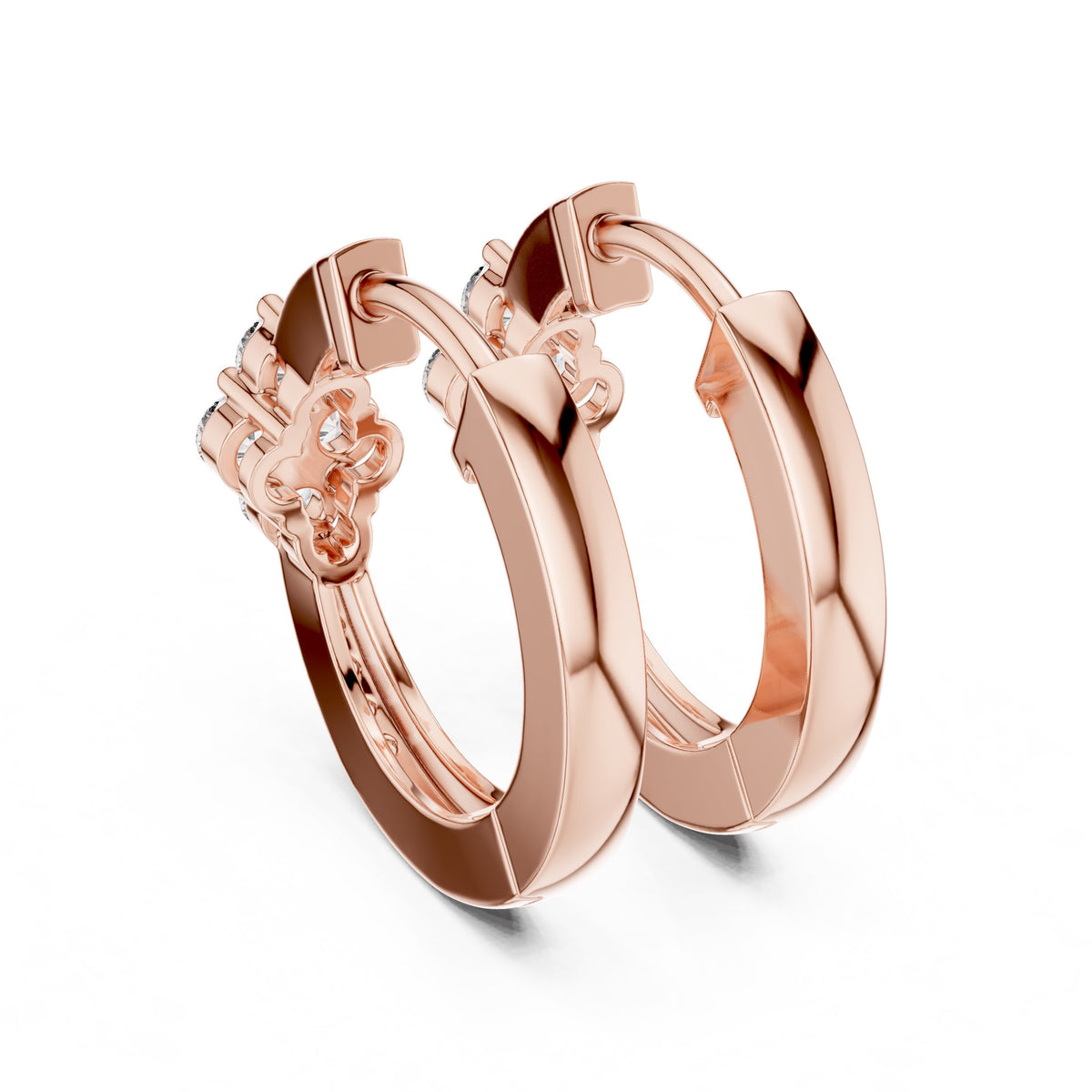 Floral Cluster Diamond Hoop Earrings with Lab-Grown Diamonds
