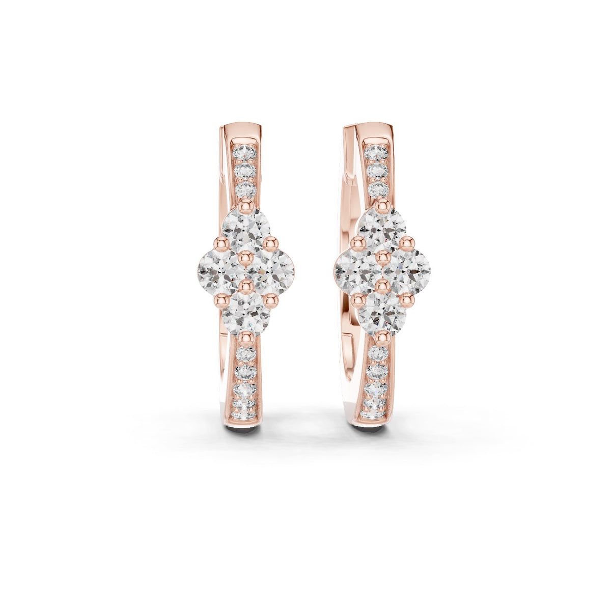 Floral Cluster Diamond Hoop Earrings with Lab-Grown Diamonds