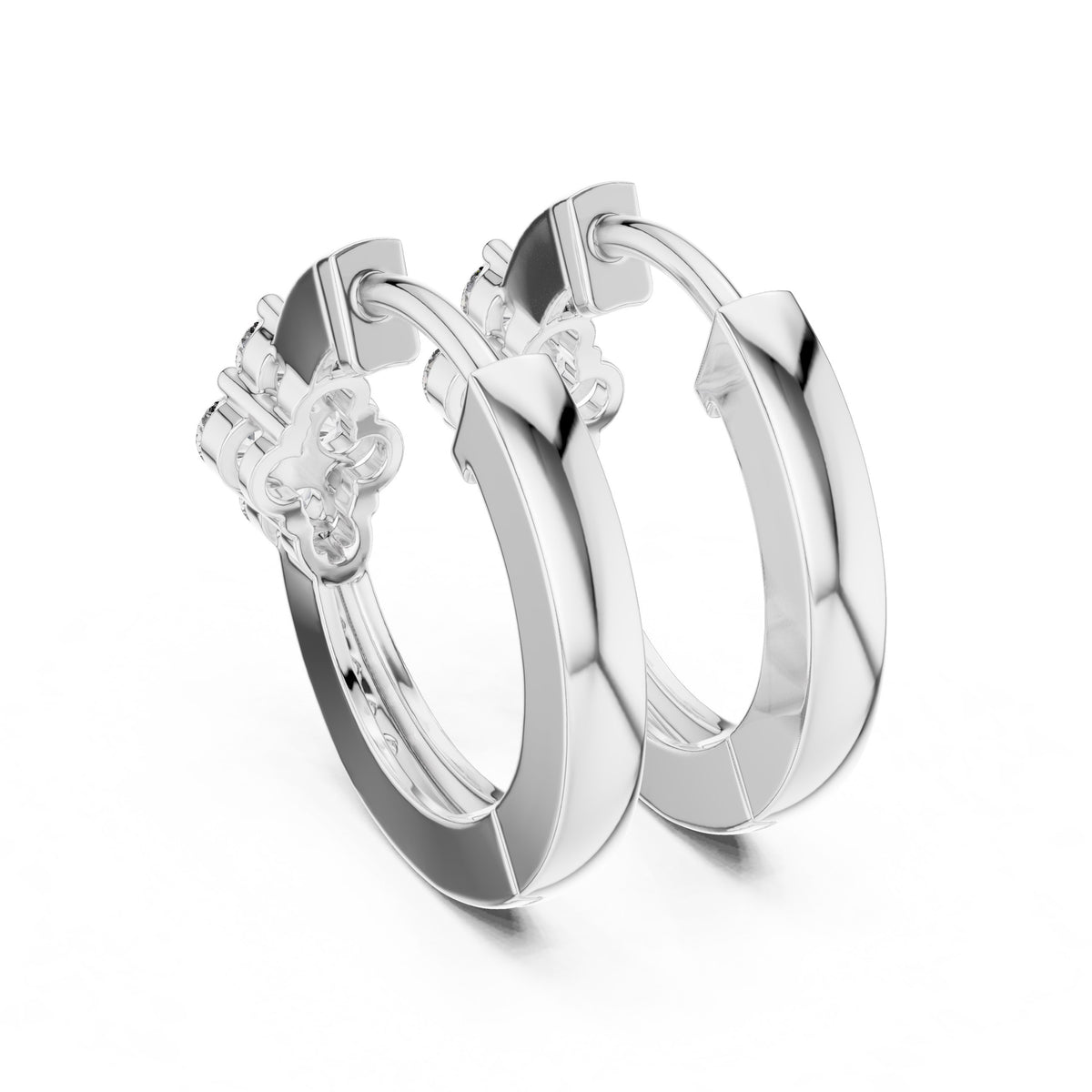 Floral Cluster Diamond Hoop Earrings with Lab-Grown Diamonds