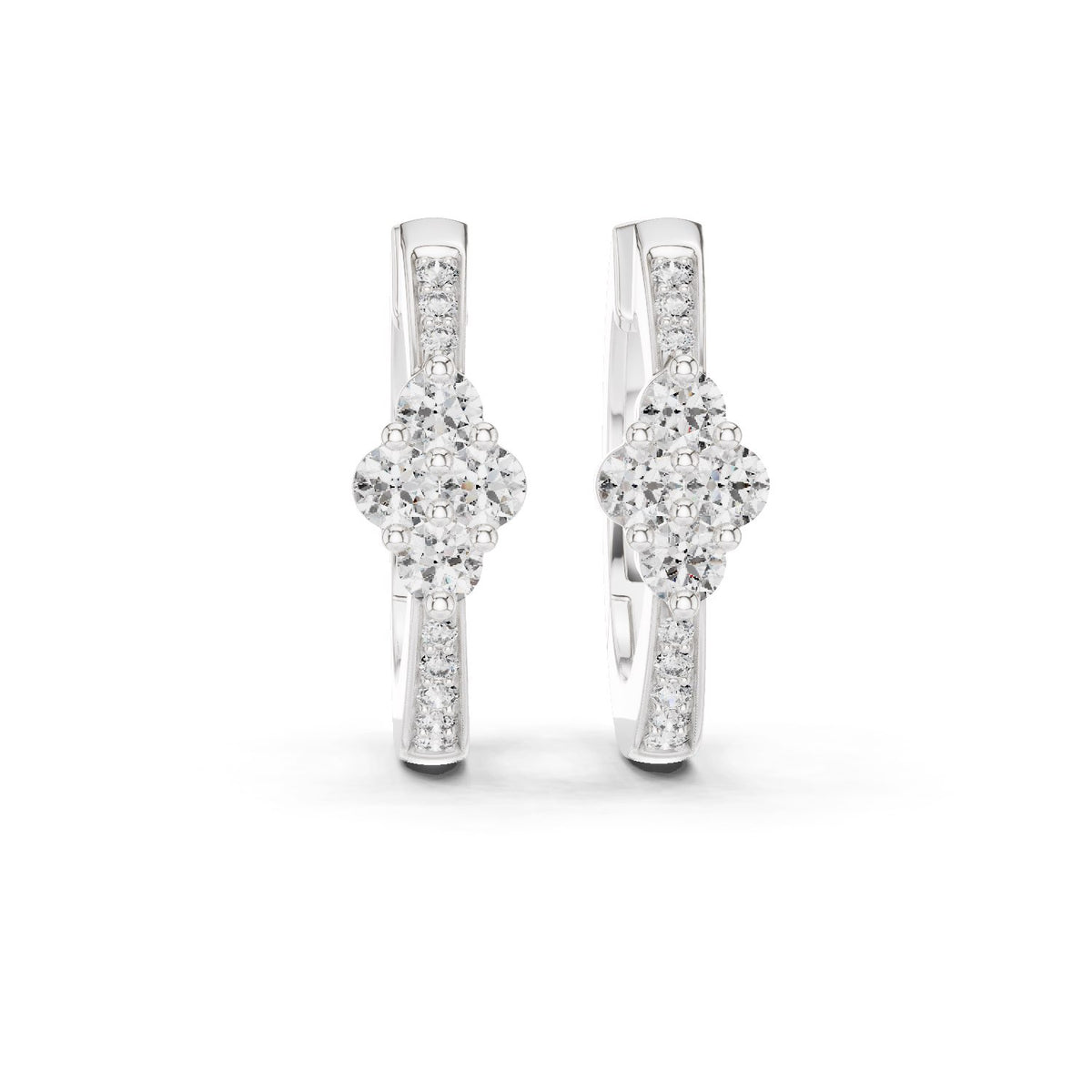 Floral Cluster Diamond Hoop Earrings with Lab-Grown Diamonds