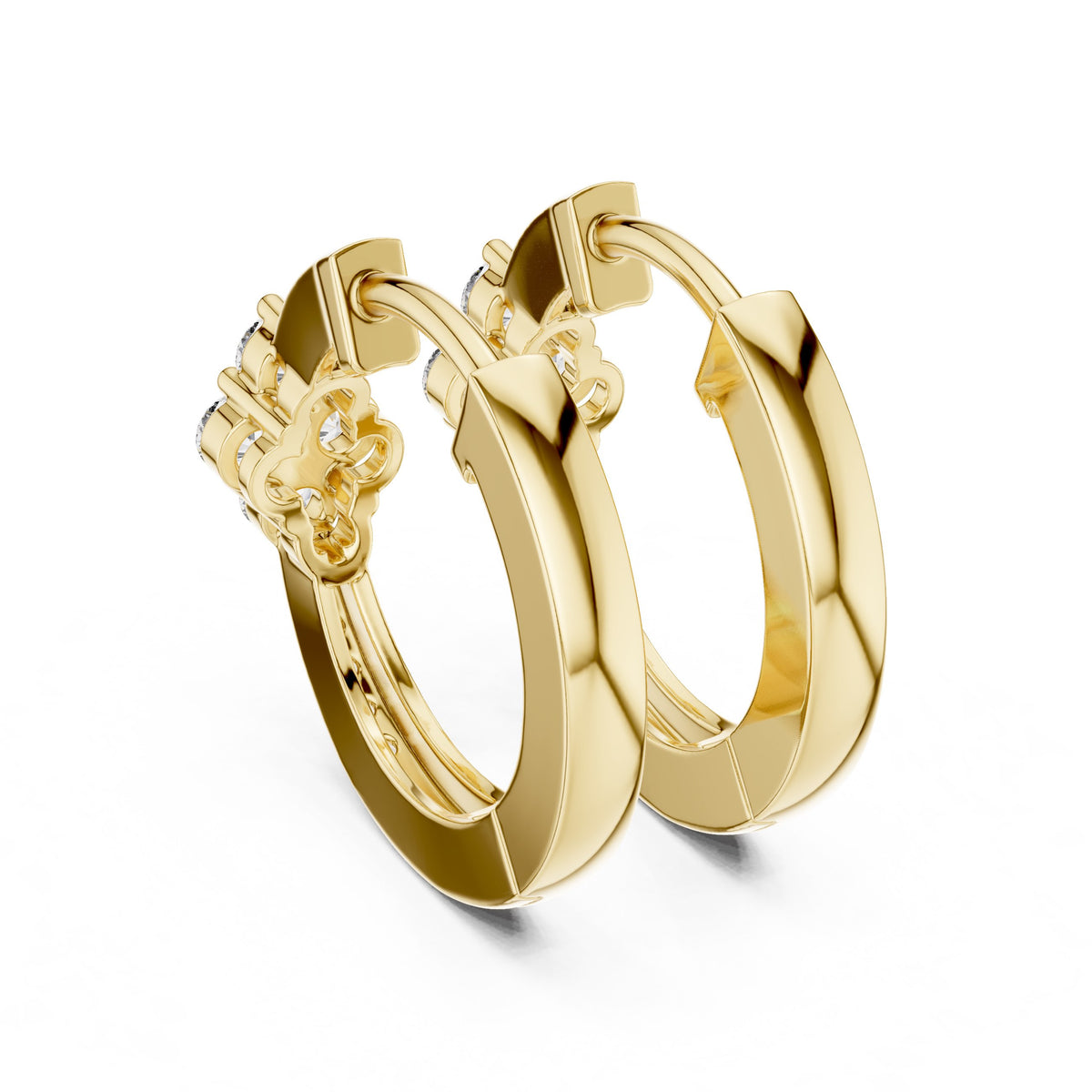 Floral Cluster Diamond Hoop Earrings with Lab-Grown Diamonds