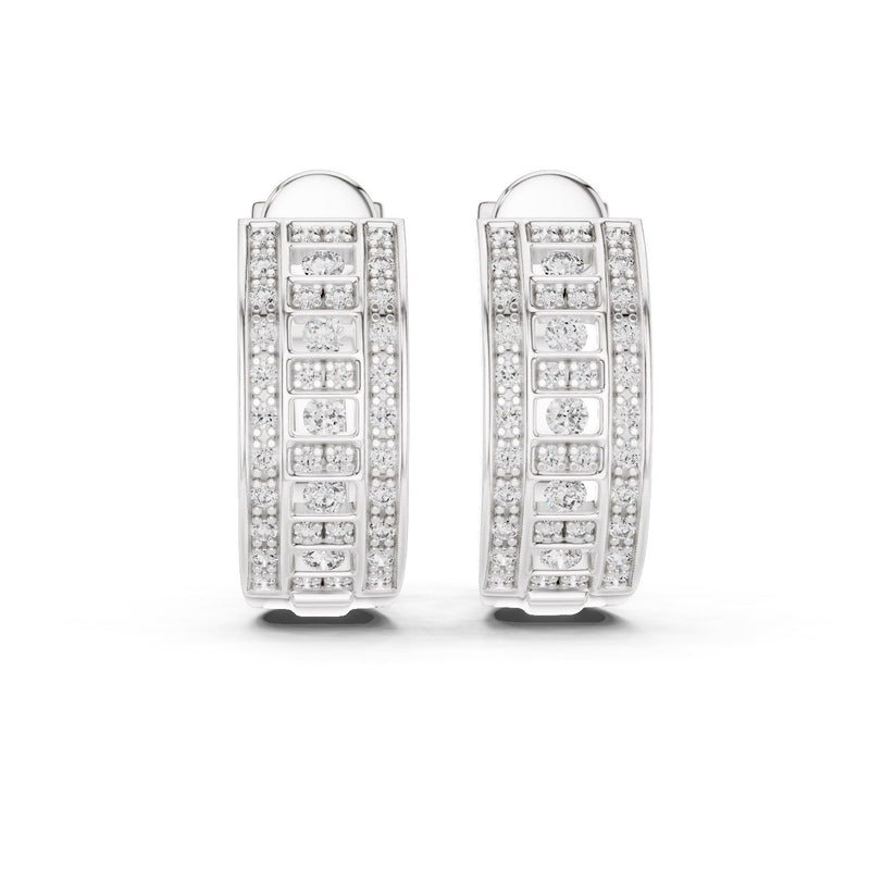 Architectural Multi-Row Diamond Hoop Earrings with Lab-Grown Diamonds