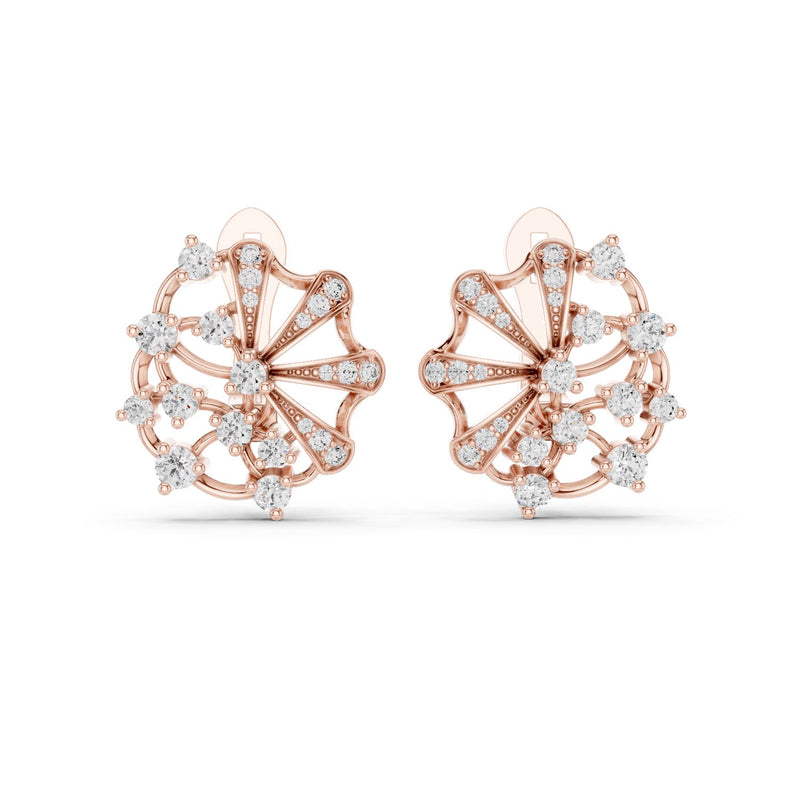 Ornate Floral Diamond Stud Earrings with Lab-Grown Diamonds