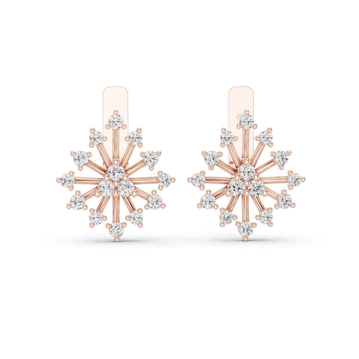 Radiant Floral Diamond Stud Earrings with Lab-Grown Diamonds