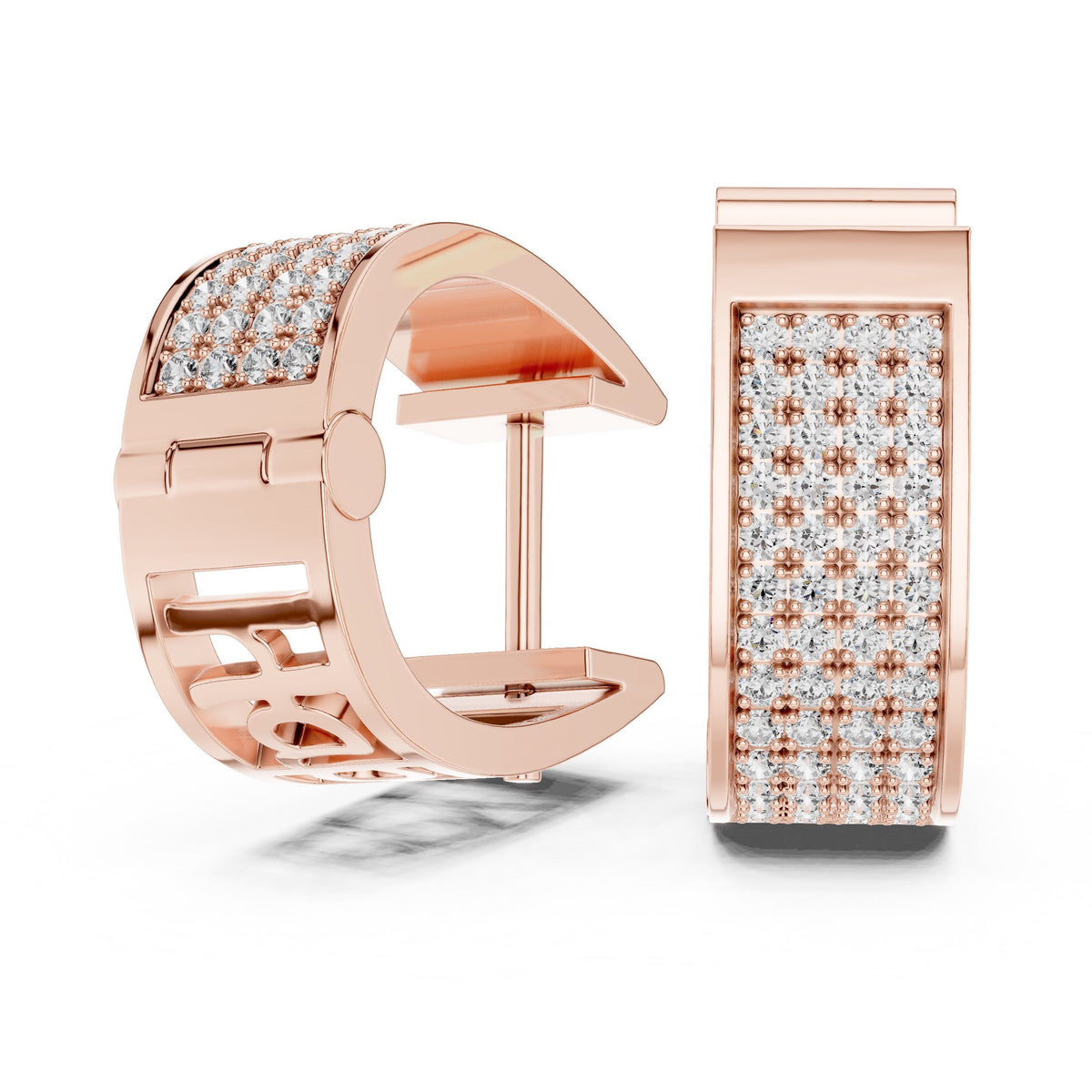 Wide Pavé Diamond Huggie Hoops with Lab-Grown Diamonds